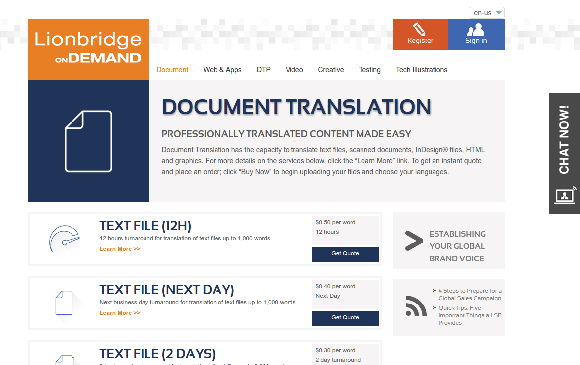 Lionbridge interface
